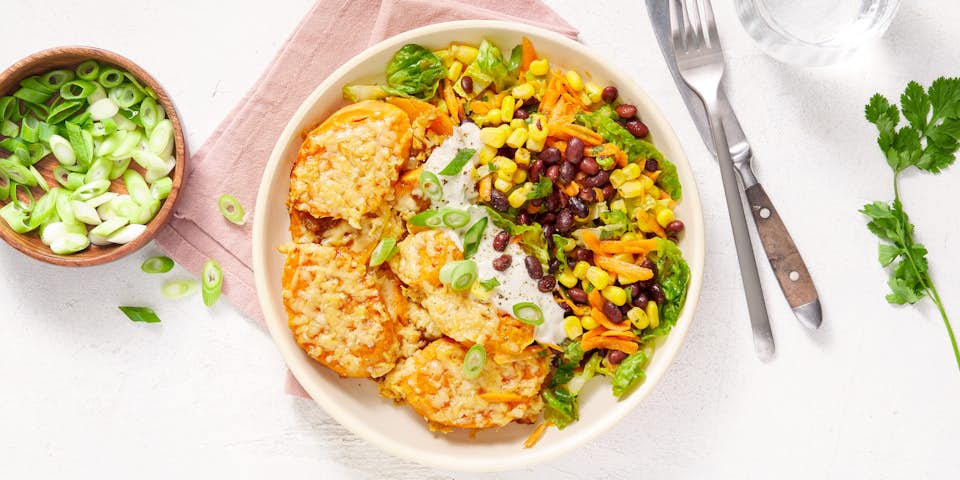 Mexicaanse bonensalade met bataat met kaas uit de oven | Maaltijdbox recepten