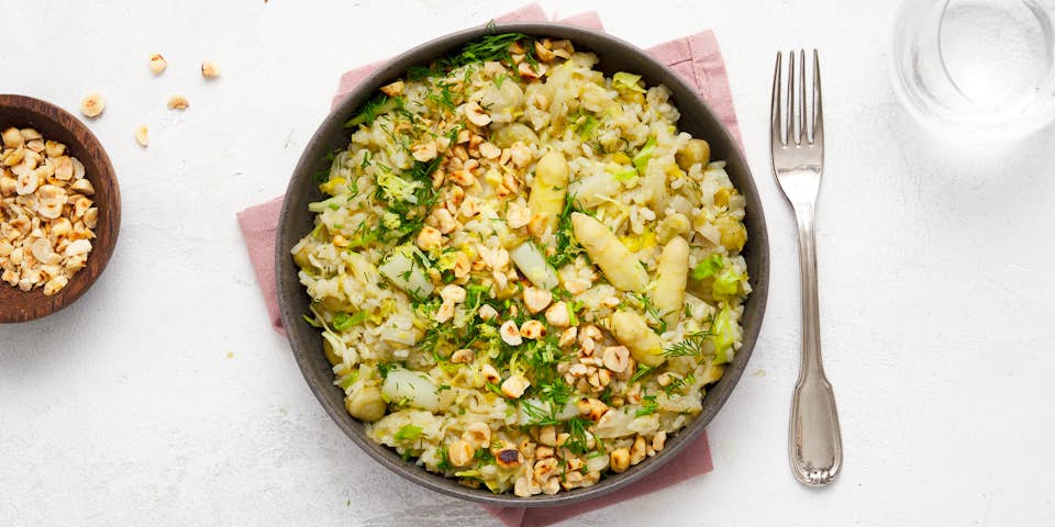 Lenterisotto met hazelnoot en asperge | Maaltijdbox recepten