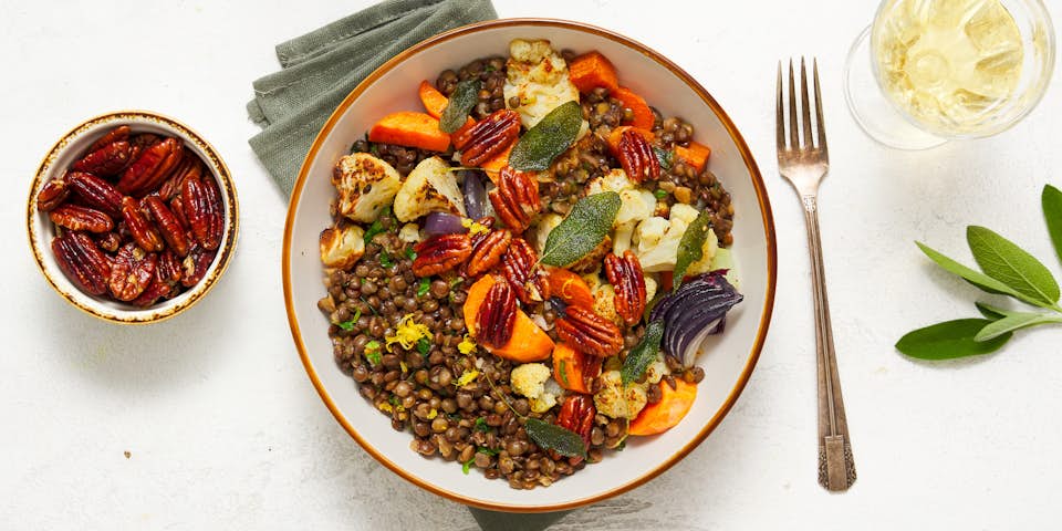 Linzenbowl met pecannoten | Maaltijbox recepten