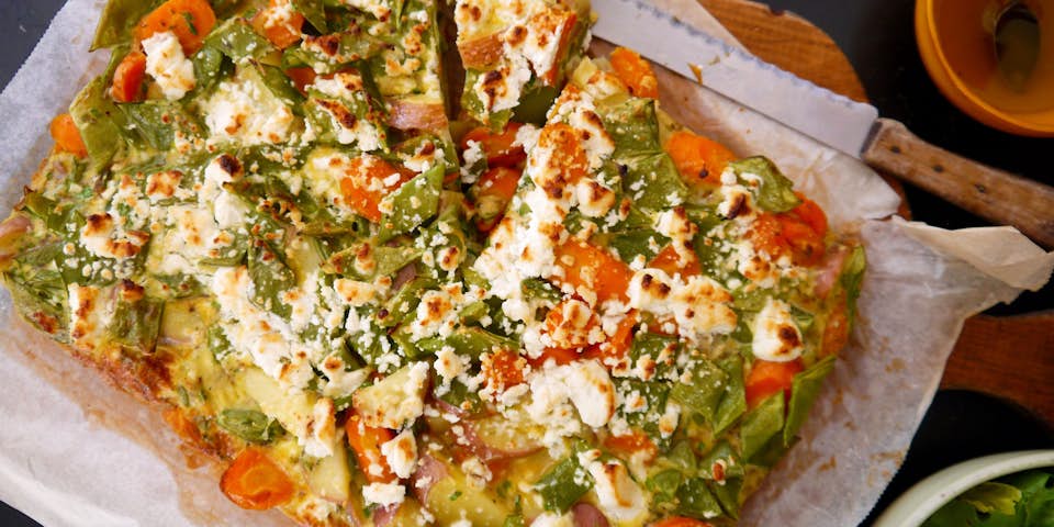 1816 Frittata Van Roseval Snijboon Regenboogpeen Lente Ui En Geitenkaas