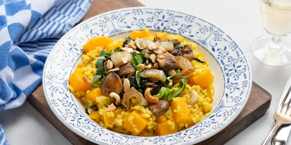 Pompoencurryrisotto met champignons en paksoi | maaltijdbox recepten