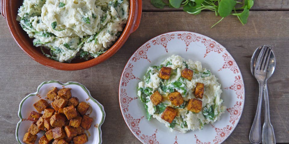 2206 Stamppot Wortelpeterselie En Winterpostelein Met Blokjes Paneer