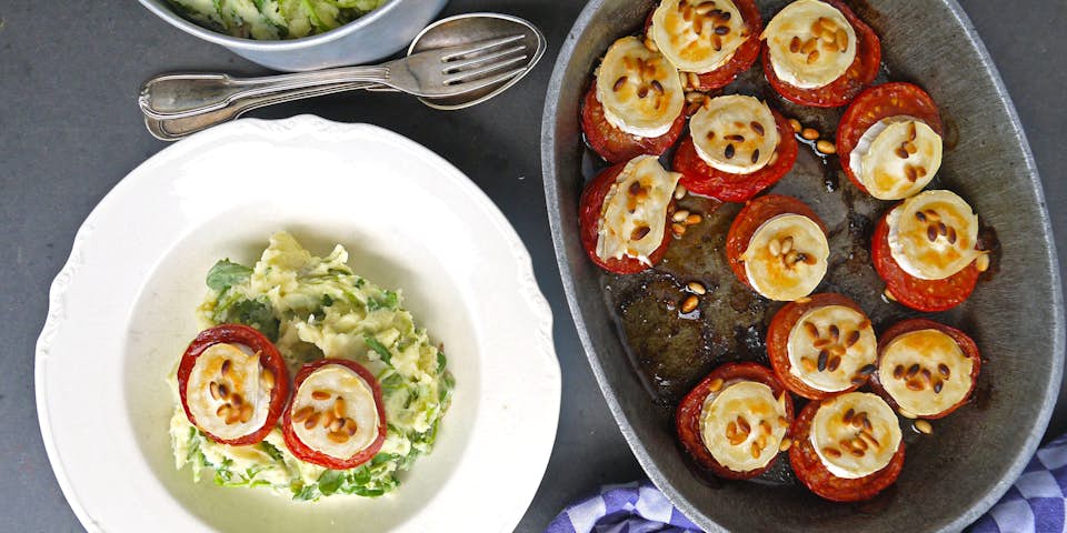 2427 Zomerpostelein Stamppot Met Gegrilde Tomaten Met Geitenkaas