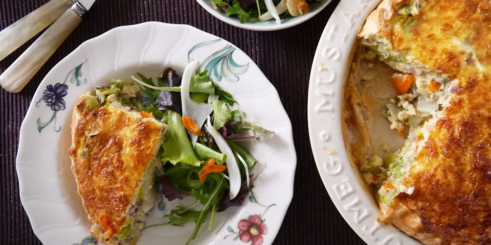 Gevulde groentequiche met little gem | Maaltijdbox recepten