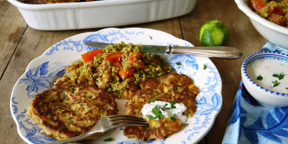 3715 Boekweit Mais Pannenkoekjes Met Broccoli Couscous Tomaat