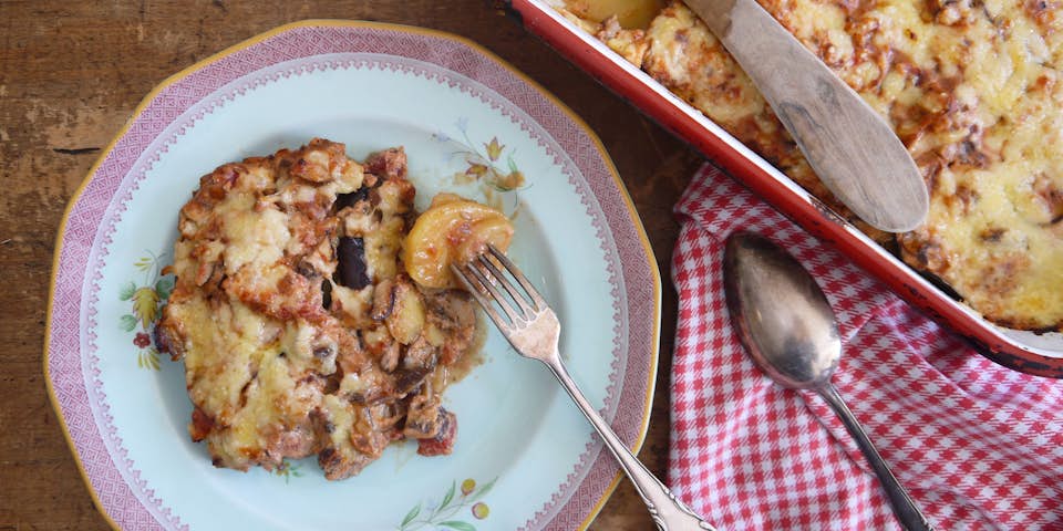 3895 Vegetarische Moussaka Met Paddenstoelen Ricotta En Belegen Kaas