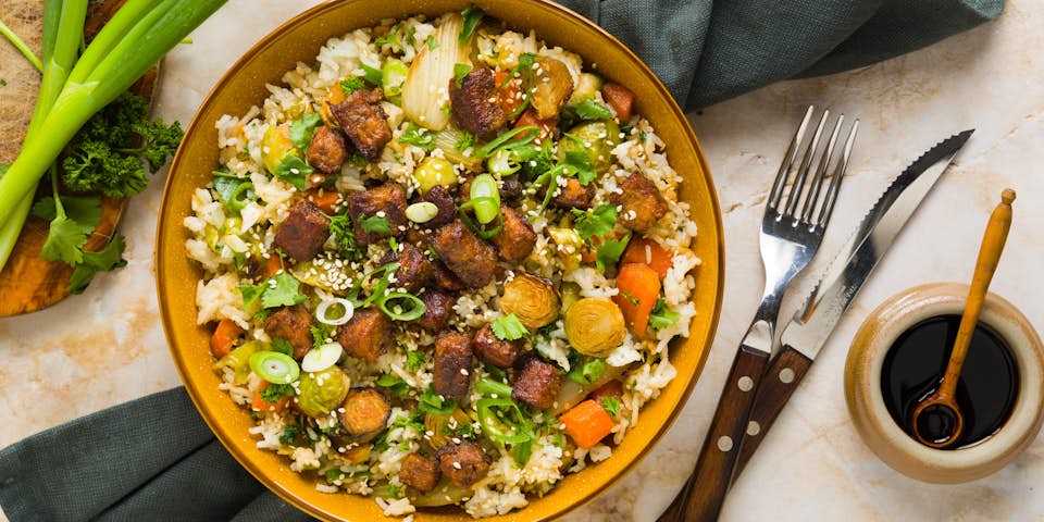 BUMI Asian tempeh met Oosterse spruiten peen en venkel en aromatische rijst | Maaltijdbox recepten