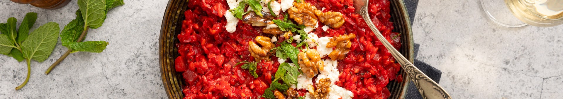 Risotto met rode biet koolrabi munt en geitenkaas | Maaltijdbox recepten